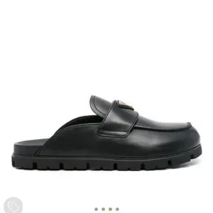 Prada Black Leather Slip-On Loafers